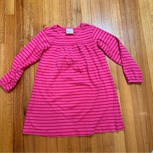 Hanna Andersson long-sleeve pink striped dress. Size 120 US 6-7 (g8)
